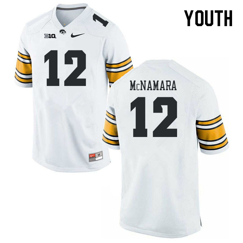 Youth #12 Cade McNamara Iowa Hawkeyes College Football Jerseys Stitched-White